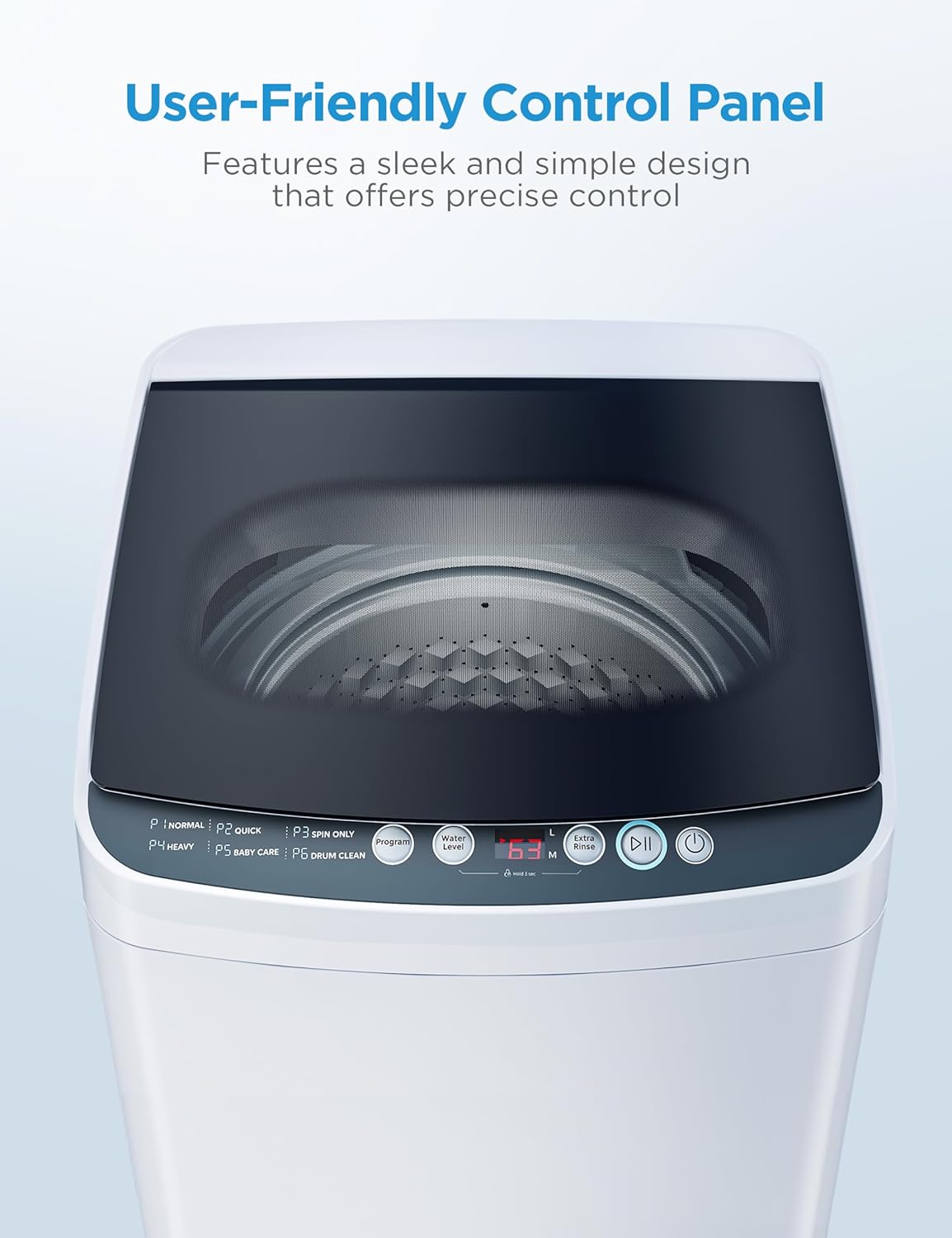 Midea MLTW09M1BWW Portable Washer with 6 Cycles, Drum Clean, Quick, Stainless Steel Tub