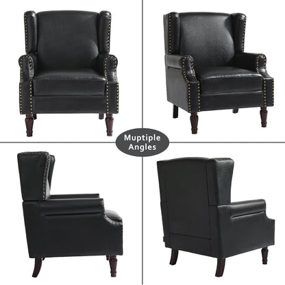 Accent Chairs, Faux Leather High Back Armchair Set of 2 or Living Room, Comfy Upholstered Single