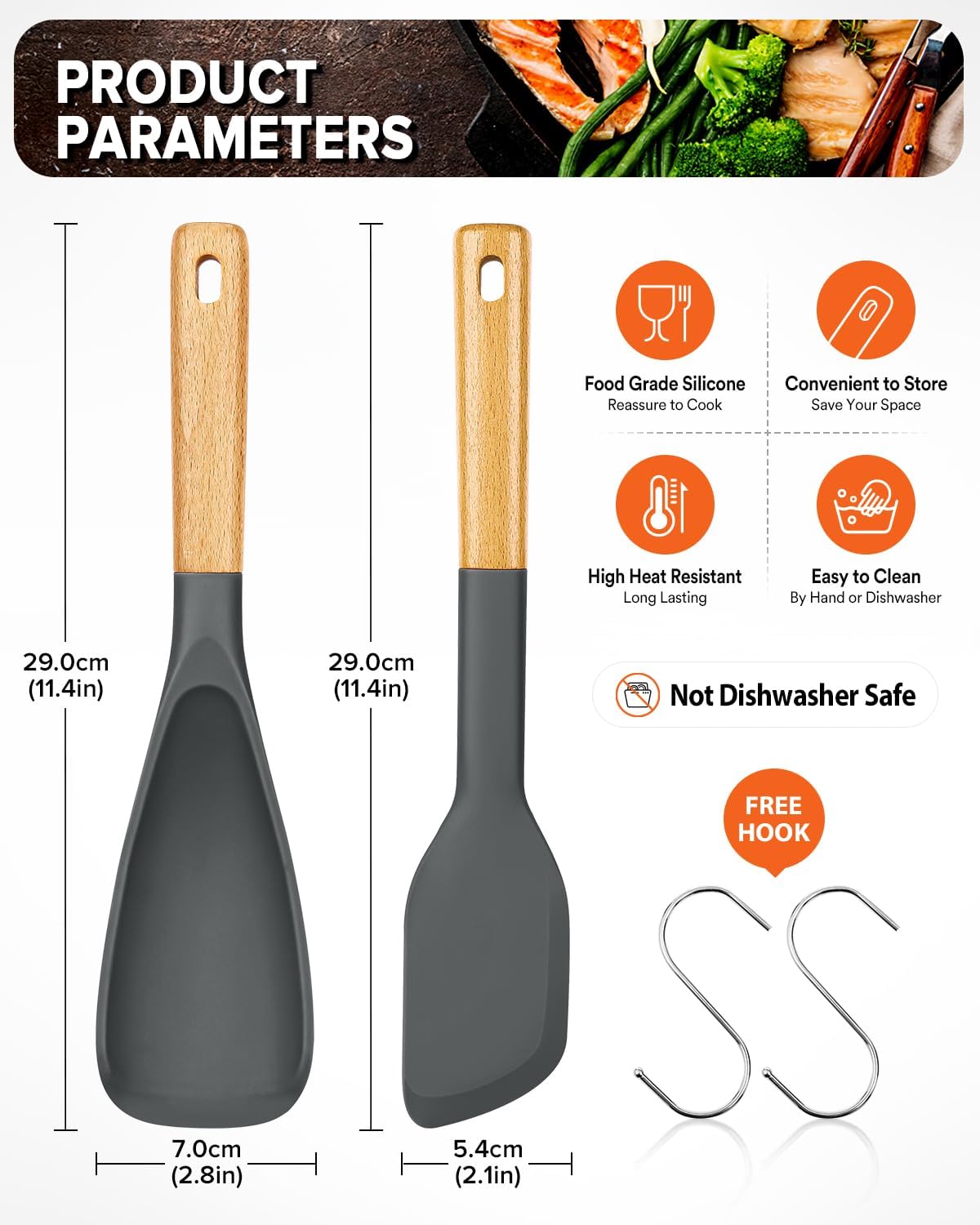 Cooking Spoon and Scraper for Nonstick Cookwares, Great for Cooking and Serving Durable BPA-Free