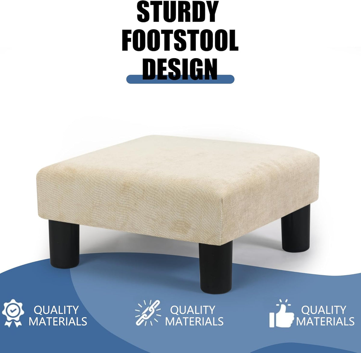 Joveco Small Foot Rest Stool Ottoman, 15" Fabric Square Footstool Upholstered Footrest for Chair