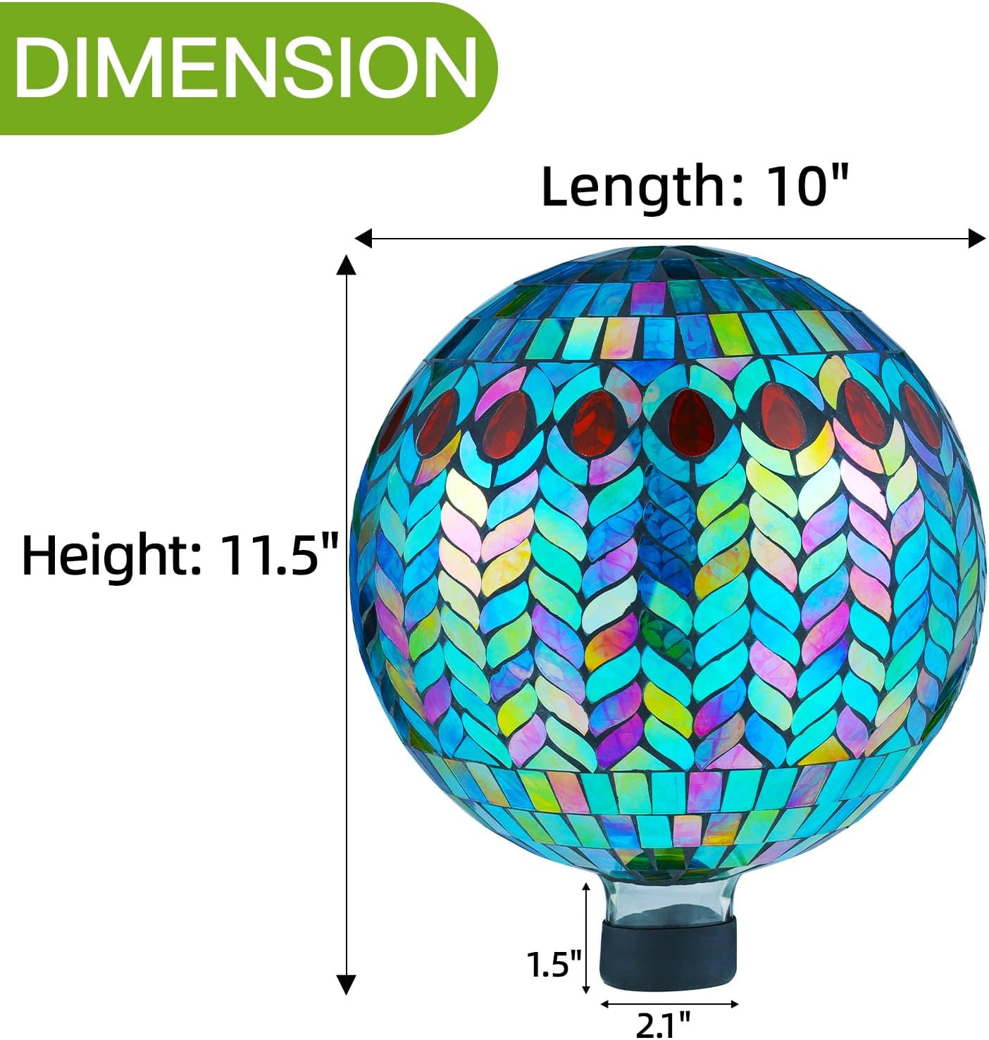 VOREEN Mosaic Glass Gazing Ball Outdoor Gazing Globe, Reflective Ball Yard Decoration for Homes