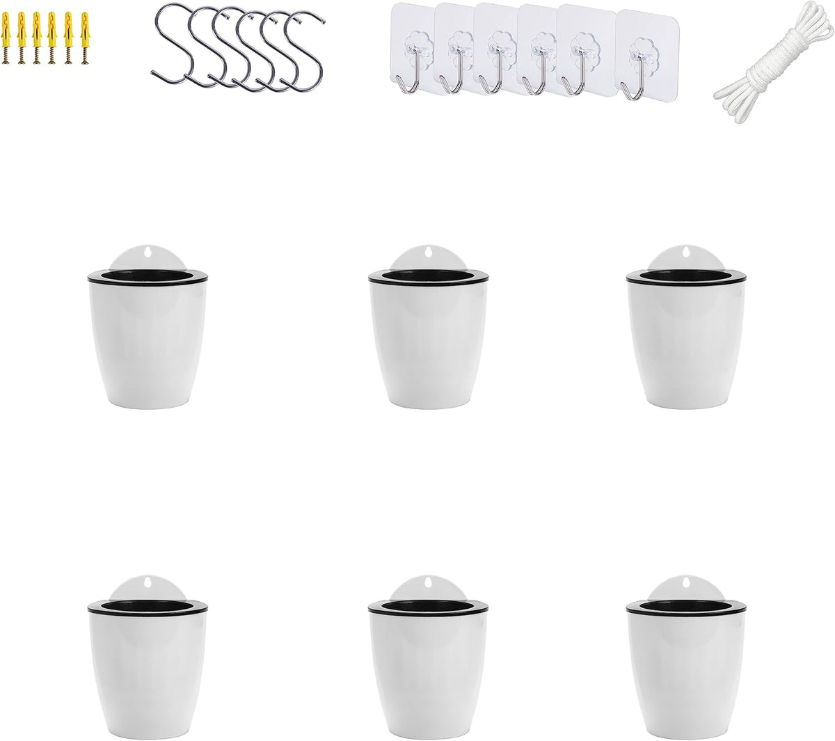ORIMERC 6 Pack White Self Watering Planter Pots Vertical Living Wall Planter Indoor Outdoor Plant