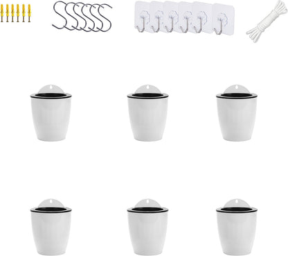 ORIMERC 6 Pack White Self Watering Planter Pots Vertical Living Wall Planter Indoor Outdoor Plant