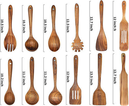 Wooden Spoons for Cooking,12 Pack Wooden Utensils for Cooking Wooden Cooking Utensils Wooden