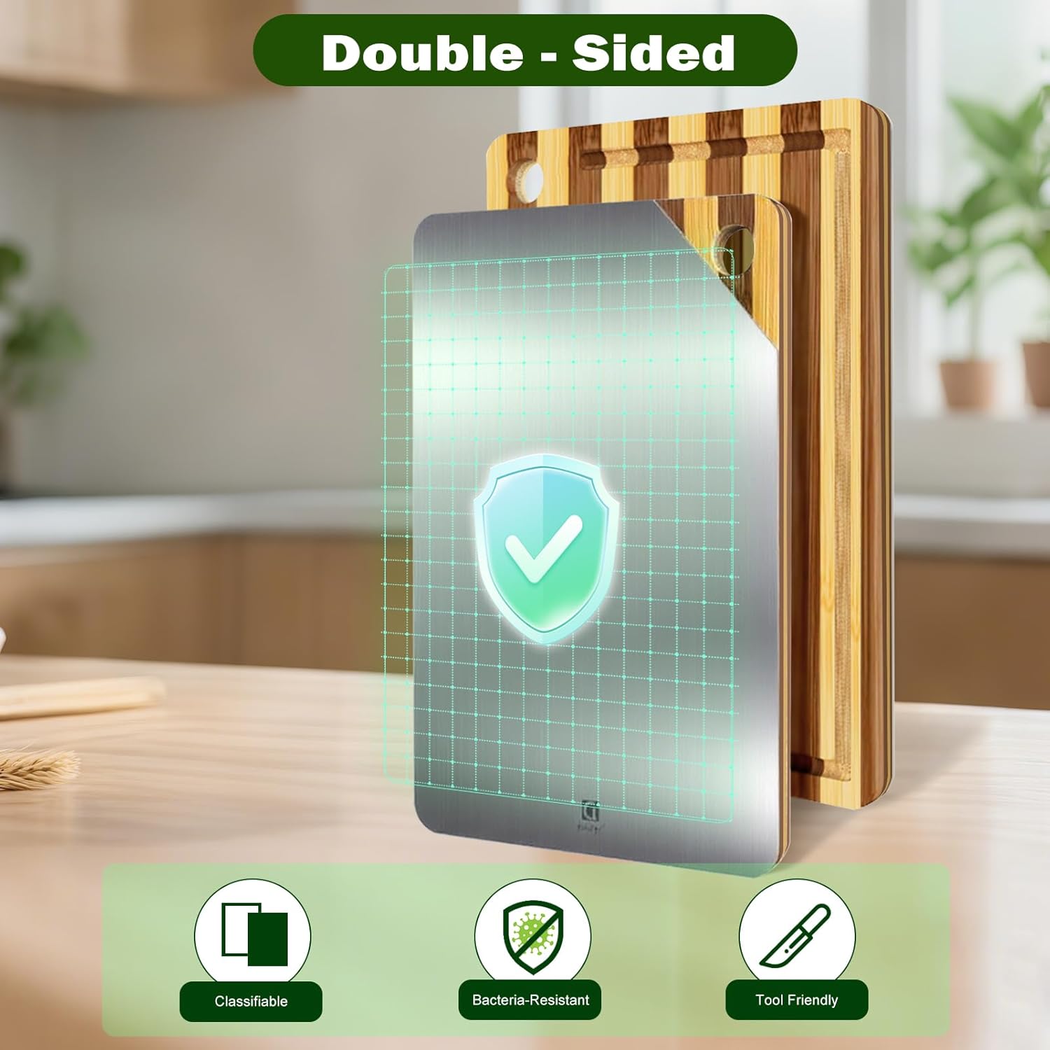 Titanium Cutting Board for Kitchen, Cutting Board Double Sided Food Grade, Pure Titanium and