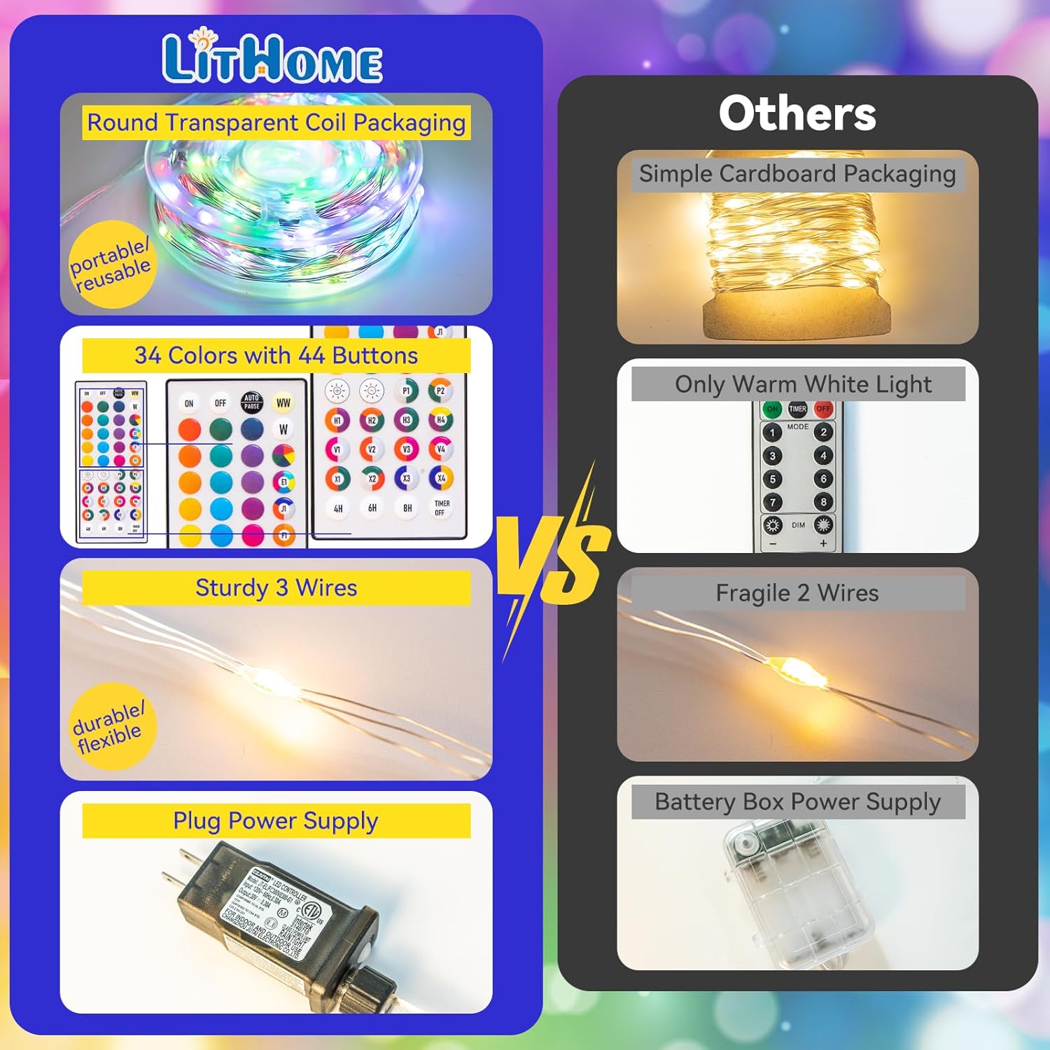 LitHome 300LED 99FT Led Fairy Lights Plug in, Color Changing Fairy Lights with Remote, 9 Modes Led