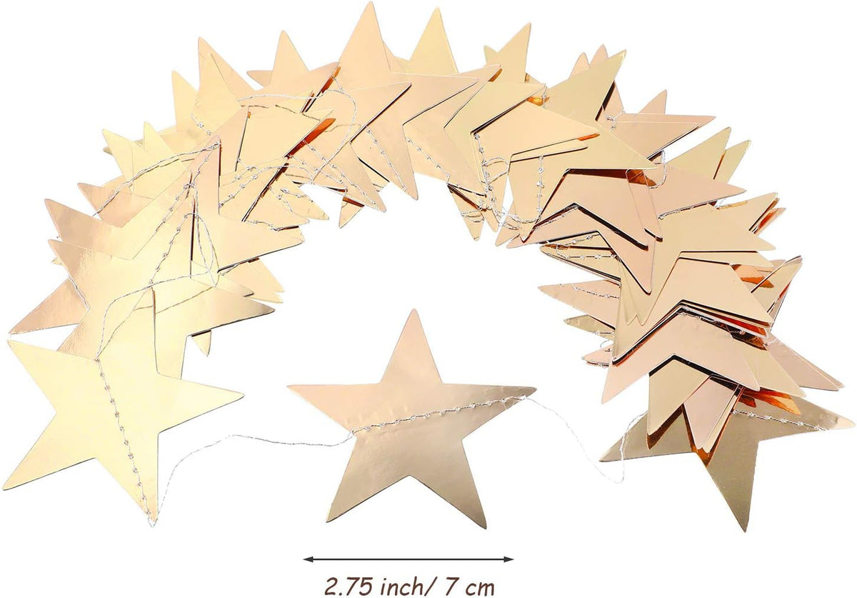 Patelai Glitter Star Garland Banner Decor 130 Feet Star Hanging Bunting Banner Twinkle Backdrop for