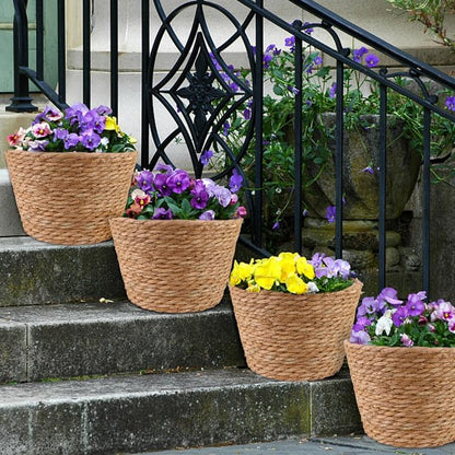 4 Pcs Large Premium Seagrass Planter Basket with Plastic Lining Natural Stylish Planter Baskets