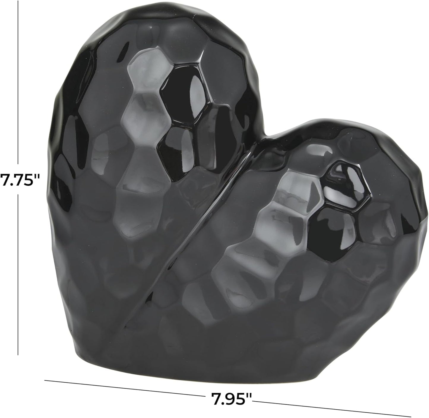 Deco 79 Porcelain Ceramic Heart Decorative Sculpture Dimensional Angled Origami Inspired Home Decor