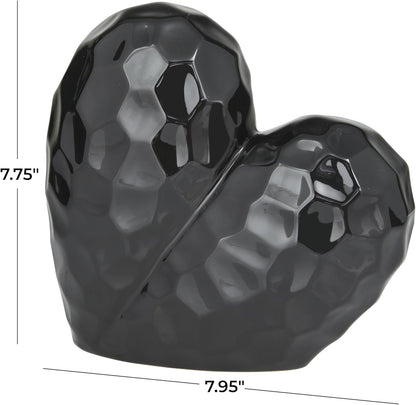 Deco 79 Porcelain Ceramic Heart Decorative Sculpture Dimensional Angled Origami Inspired Home Decor