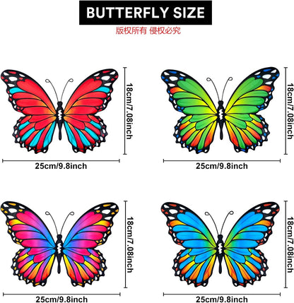 Oraytteo Metal Butterfly Wall Decor, 4pcs Butterflies Wall Art Hanging Sculptures for Outdoor