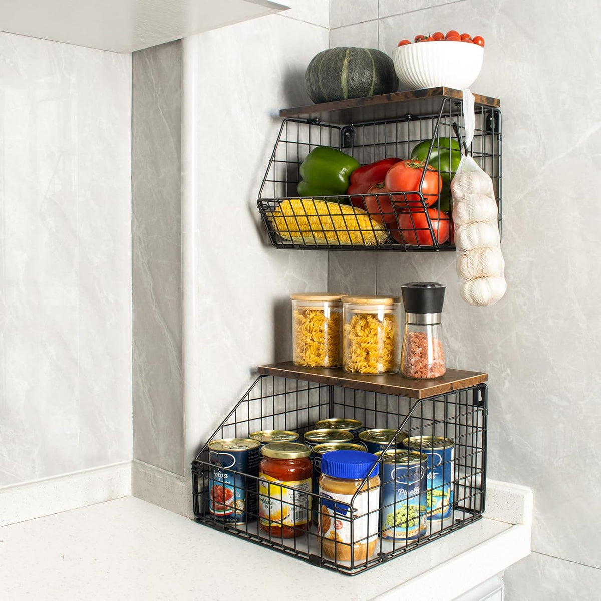 Fruit Basket, Stackable Wall Mounted Fruit Baskets, Potato Baskets Onion Storage for Kitchen