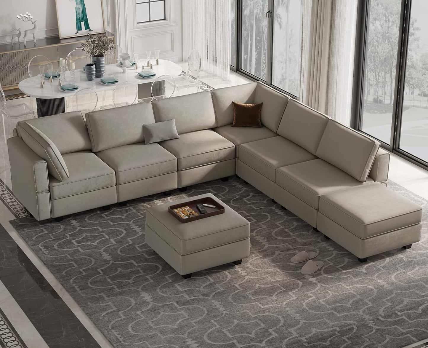 Belffin Modular Sectional Sofa with Storage Chaises Sectional Sleeper Sofa Couch 8 Seat Sectional