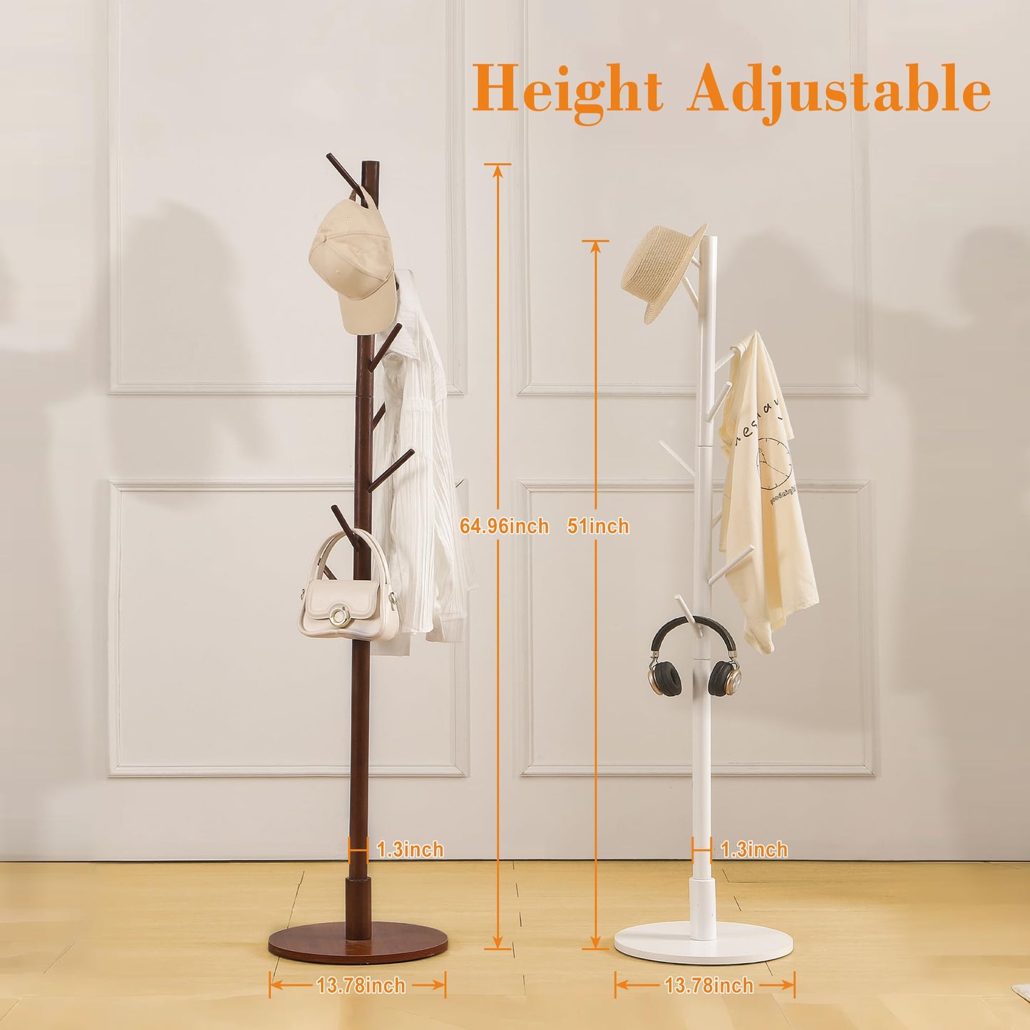 VECELO Coat Rack Freestanding, Entryway Hanger Stand, Umbrella Holder, Hall Tree With Hooks, Floor