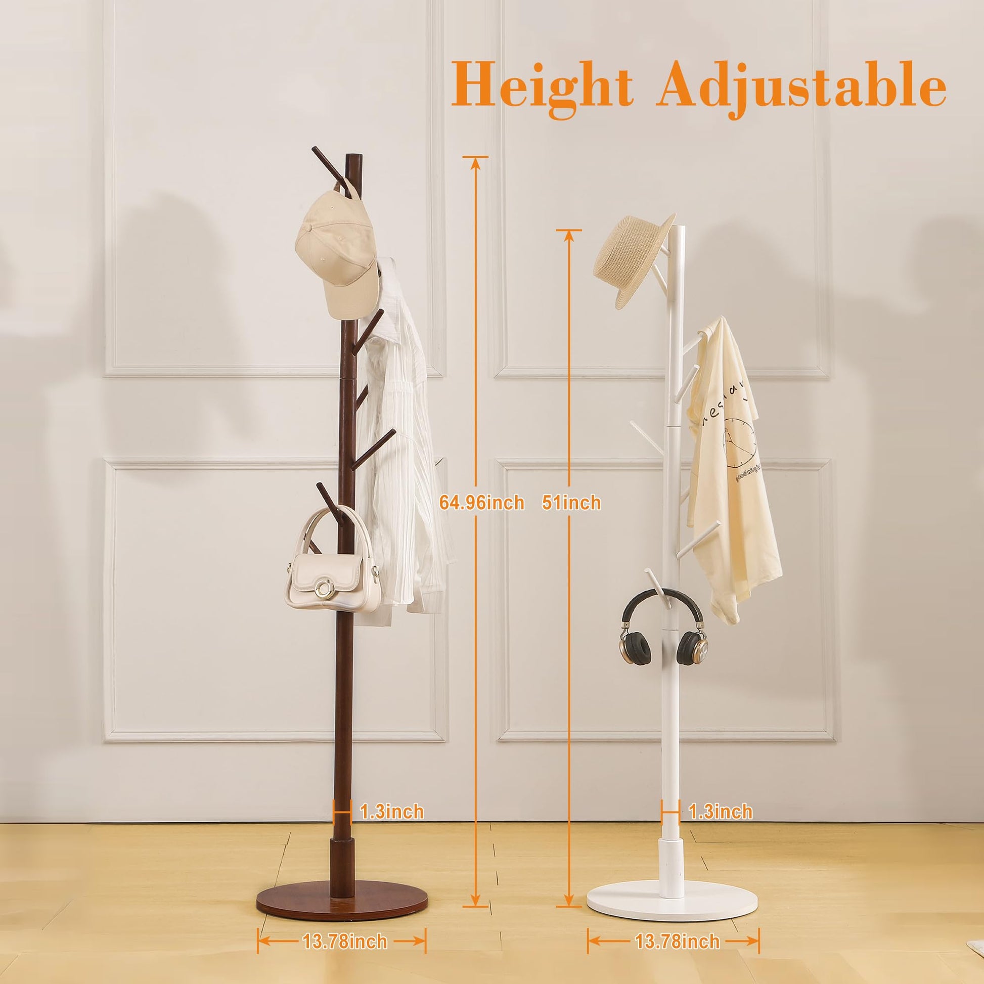 VECELO Coat Rack Freestanding, Entryway Hanger Stand, Umbrella Holder, Hall Tree With Hooks, Floor