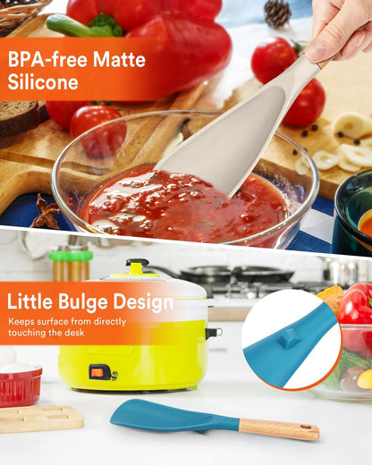 Cooking Spoon for Nonstick Cookwares, Great for Cooking and Serving Sturdy BPA-Free Matte Silicone