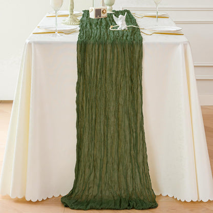 Sioloc 1 Pack Moss Green Cheesecloth Table Runner Fall Autumn Decor for Home 10ft Table Cloth for