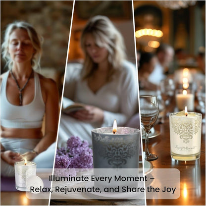 Luxury Scented Candles Gift Set ??3 Crystal Soy & Beeswax Aromatherapy Candle with Snuffer Lid &