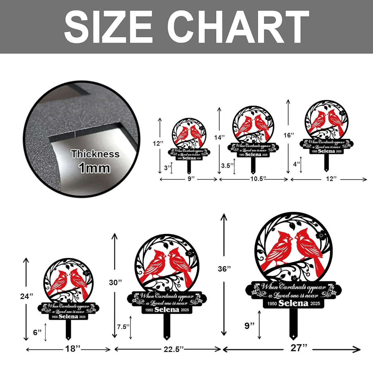 Personalized Cemetery Memorial Metal Stakes, Cardinals Memorial Grave Markers,Graden Decorations