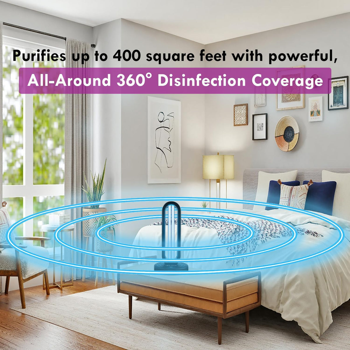 Tower - UV Light Sanitizer & Ultraviolet Lamp with Remote Control (UV-C Cleaner for Home, Room