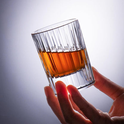 KAMMAK Crystal Whiskey Glasses Set of 2, Handcrafted 3.38oz Liquor Glasses, Luxury Old Fashioned
