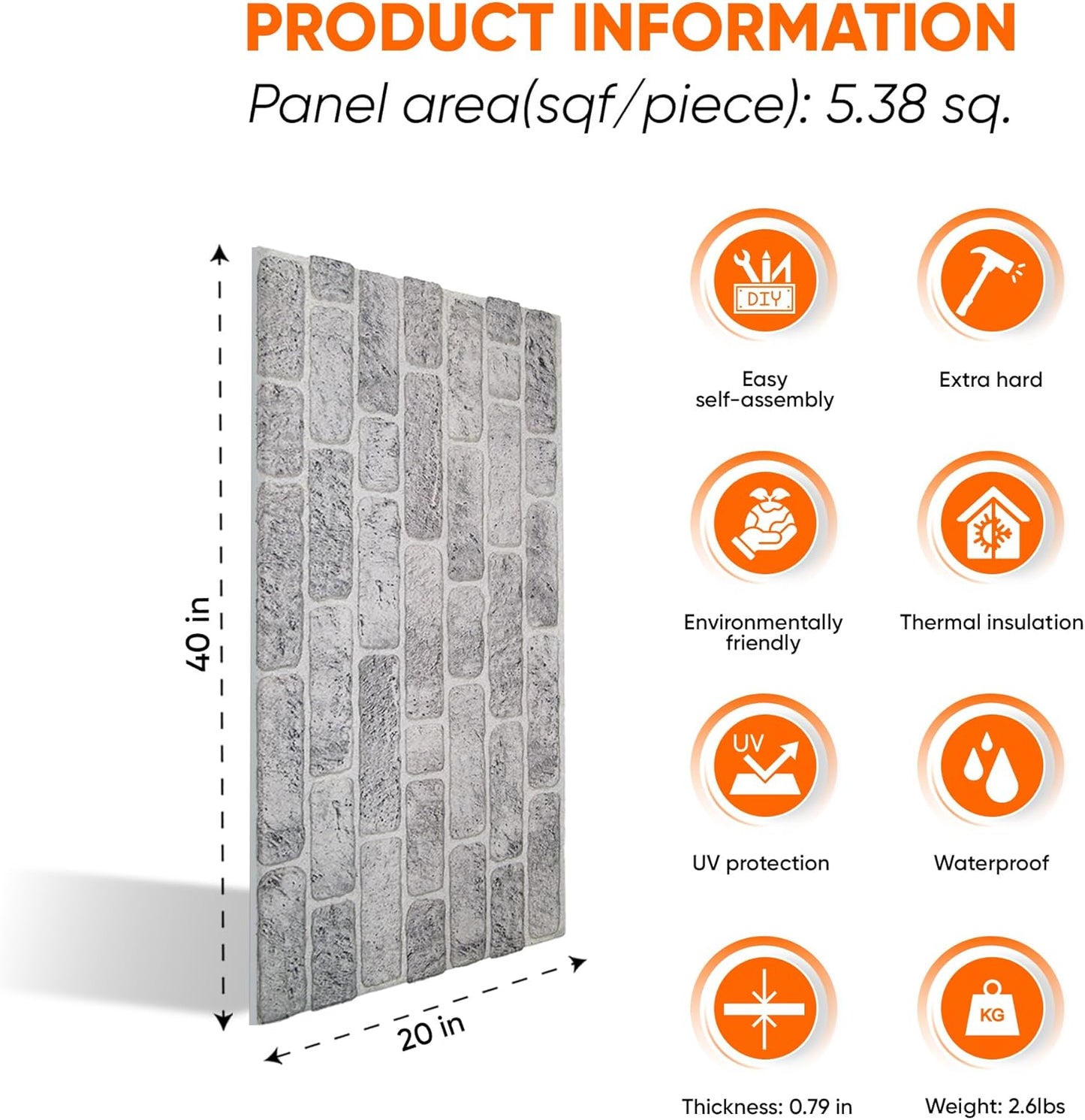 IZODEKOR 3D Wall Panels Brick Effect - Cladding, Stone Look, Styrofoam Facing for Living Room