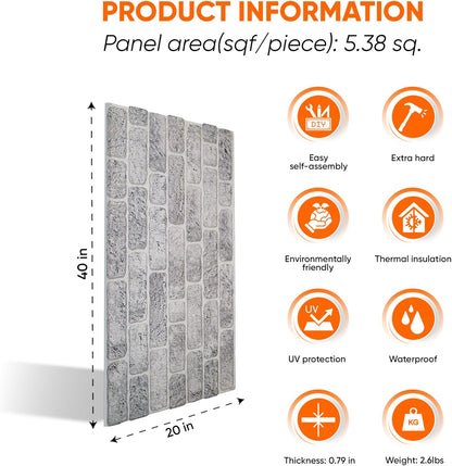 IZODEKOR 3D Wall Panels Brick Effect - Cladding, Stone Look, Styrofoam Facing for Living Room