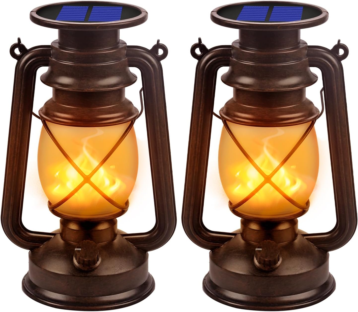 Solar Lantern Outdoor Hanging Solar Lights Dancing Flame Led Waterproof Camping Lamps, Landscape