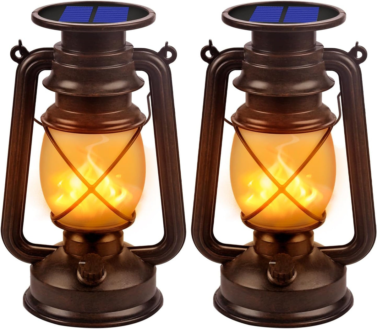 Solar Lantern Outdoor Hanging Solar Lights Dancing Flame Led Waterproof Camping Lamps, Landscape