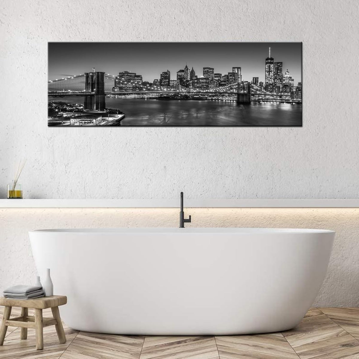 Biuteawal - Black and White Brooklyn Bridge Canvas Wall Art New York City Picture Print Manhattan