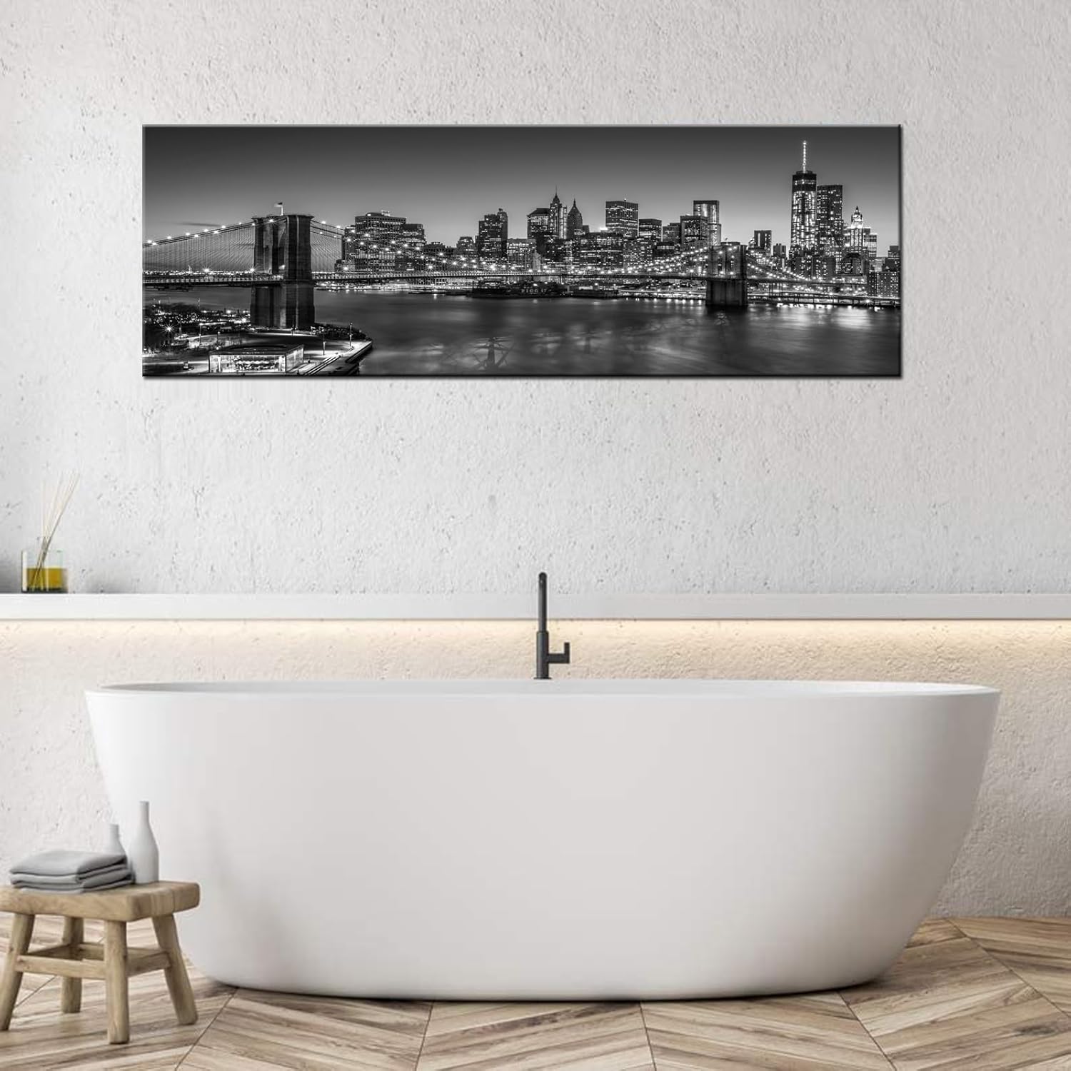 Biuteawal - Black and White Brooklyn Bridge Canvas Wall Art New York City Picture Print Manhattan