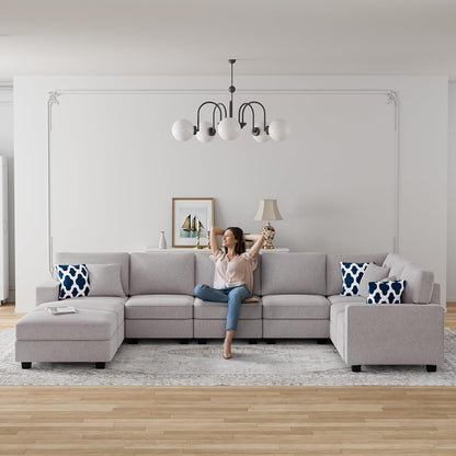 L Lengend Vansen Modular Sectional Sofa U Shaped Couch with Ottoman Modern Reversible Corner