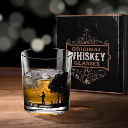 Old Fashioned Whiskey Glasses, Stemless Wine Glasses with Gift Box, 10Oz Rocks Glass for Scotch