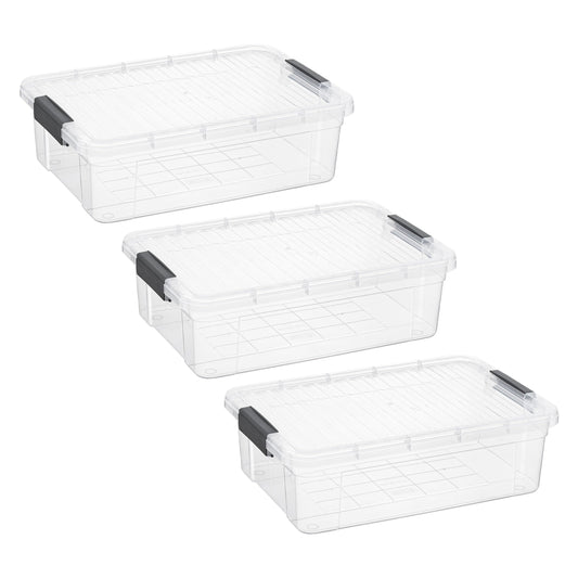 Superio Clear Storage Boxes with Lids, 13.7 Quart Plastic Container Bins for Organizing, Stackable