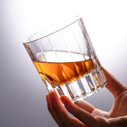 KAMMAK Crystal Whiskey Glasses Set of 2, Handcrafted 7.1oz Old Fashioned Glasses Stemless, Luxury