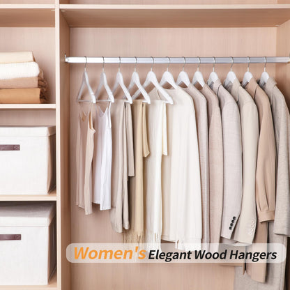 Amazon Basics Wood Suit Clothes Hangers for Closet Organizer, White, 30-Pack