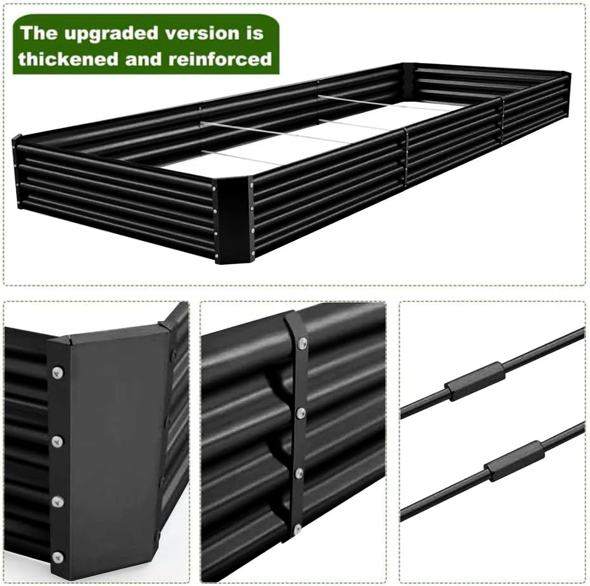 Land Guard 12×4×1ft Galvanized Raised Garden Bed Kit for Vegetables 2 Pack, Galvanized Super Large