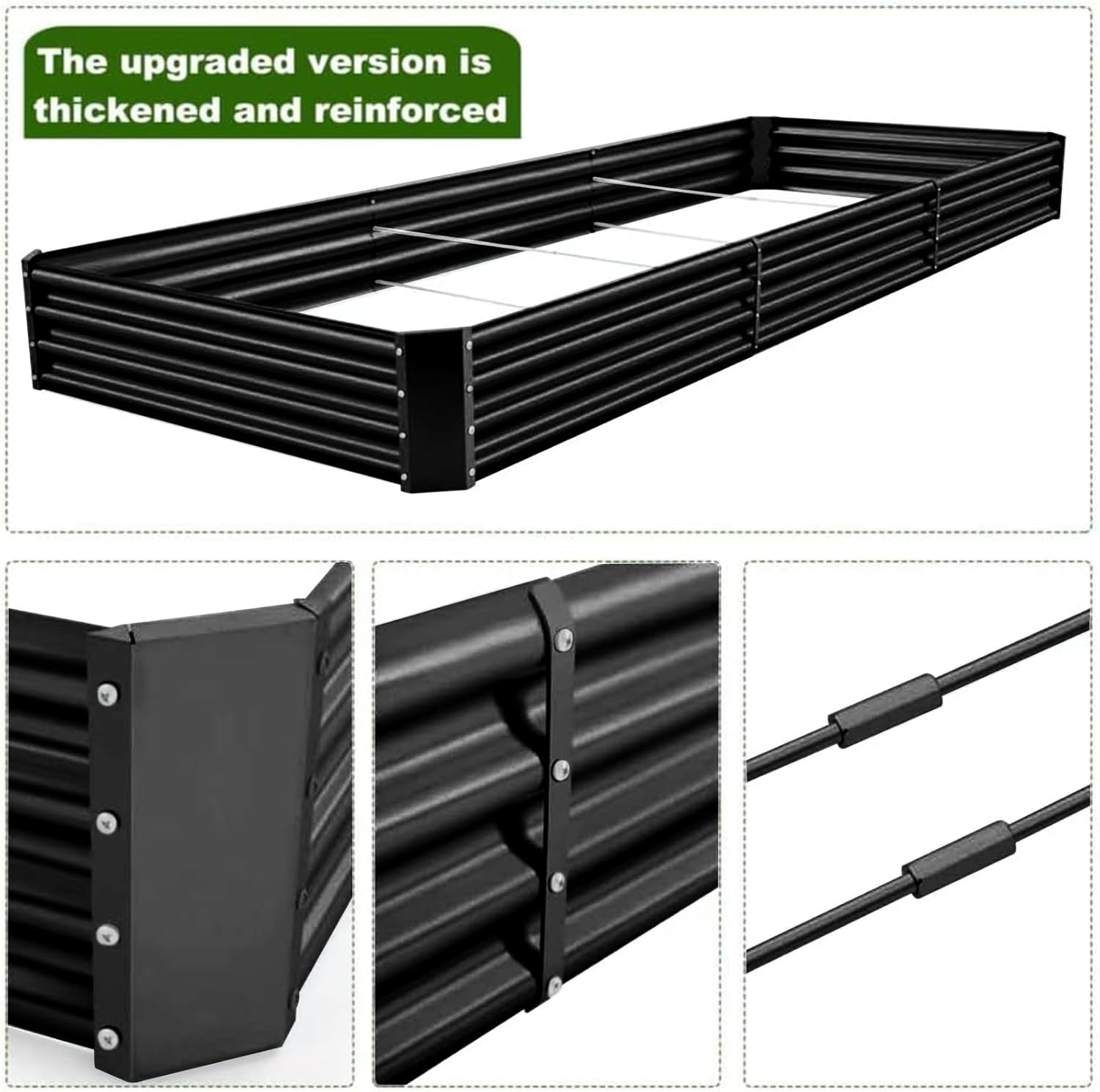 Land Guard 12×4×1ft Galvanized Raised Garden Bed Kit for Vegetables 2 Pack, Galvanized Super Large