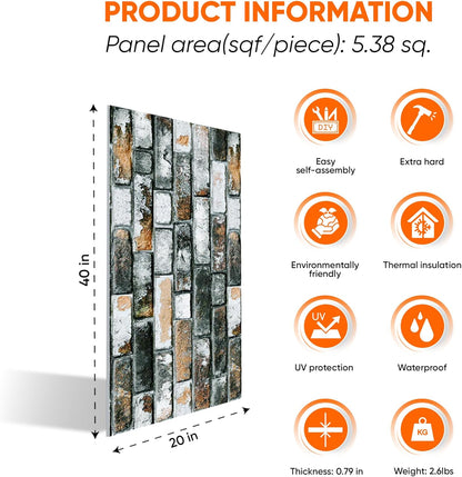 IZODEKOR 3D Stone Effect Wall Panels - Faux Stone Paneling for Living Room, Kitchen, Bathroom and