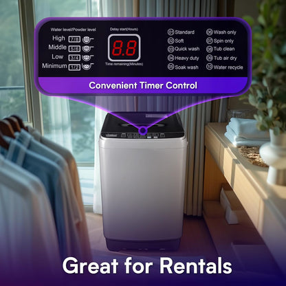 Portable Washing Machines 17.8LBS Full Automatic Clothes Washer and Spinner Combo with 10 Programs