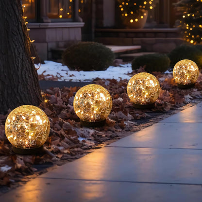 Solar Globe Lights Outdoor Waterproof-Solar Balls-Solar Garden Lights-Orbs for Outside 4 Pack