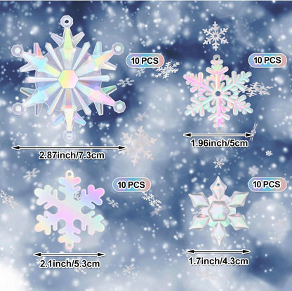 Dilunave 40 Pieces Christmas Snowflake Ornaments Acrylic Christmas Tree Decorations Crystal