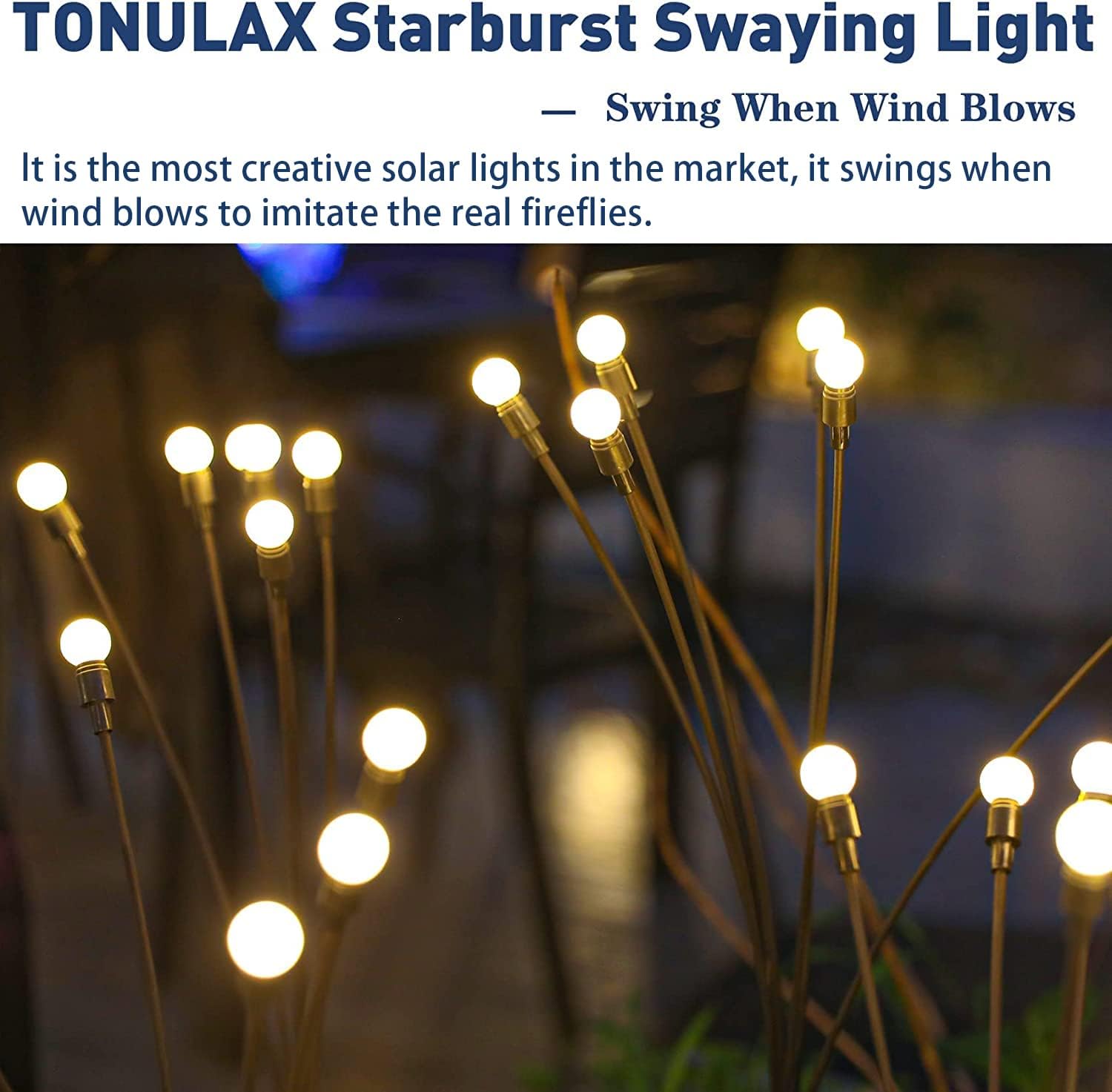 TONULAX Solar Garden Lights - Upgraded Solar Swaying Light, Sway by Wind, Outdoor Lights, Yard