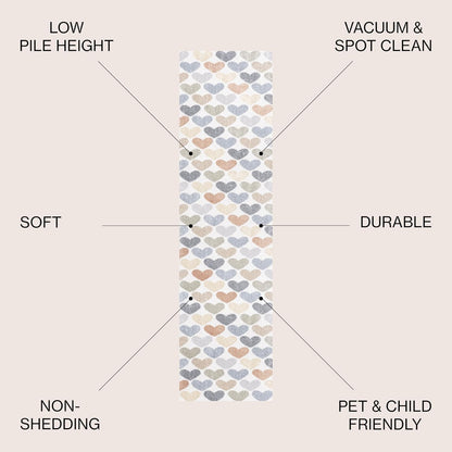 JONATHAN Y Machine-Washable Ivory/Blue/Orange Runner Rug, 2x8, Dila Modern Hearts Geometric, Kids &