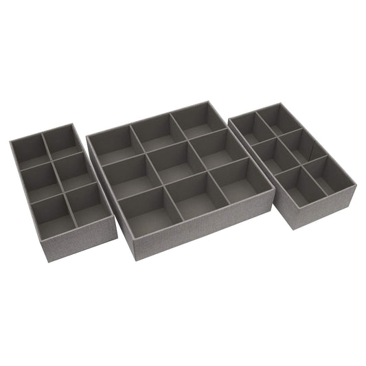 Household Essentials 3‑Piece Drawer Organizer Starter Set in Customizable Inserts of Large and