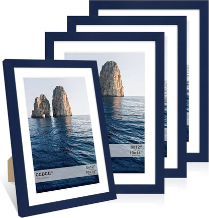 10x14 Picture Frame Set of 4, 10 x 14 Wood Photo Frames with Mat for 8x12 or 30x40cm Diamond