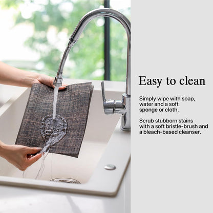 Placemats Set of 6 - Easy Clean Woven Vinyl Placemats for Dining Table, Indoor/Outdoor Place Mats