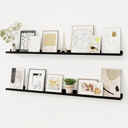 Picture Ledge Shelf, Solid Pine Wood Floating Shelves Set of 2, 48 Inches Nursery Book Shelves for