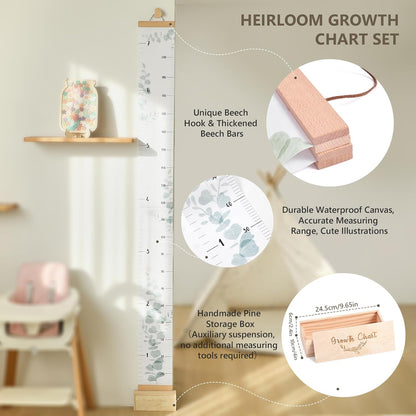 Growth Chart for Wall 7 Ft Height Chart with Keepsake Box & Hook Waterproof Canvas Measure Wall