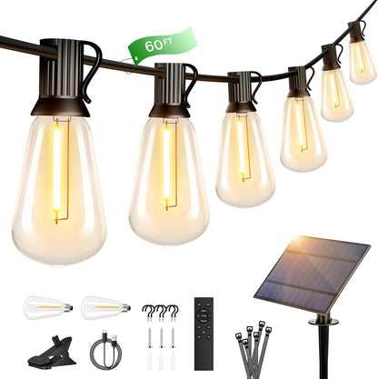 OHLUX 60FT Solar Globe String Lights Outdoor, Shatterproof Solar Patio Lights with Remote, 27